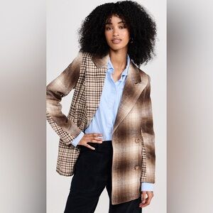 Avec Les Filles Plaid Wool Blend Combo Blazer Size Small